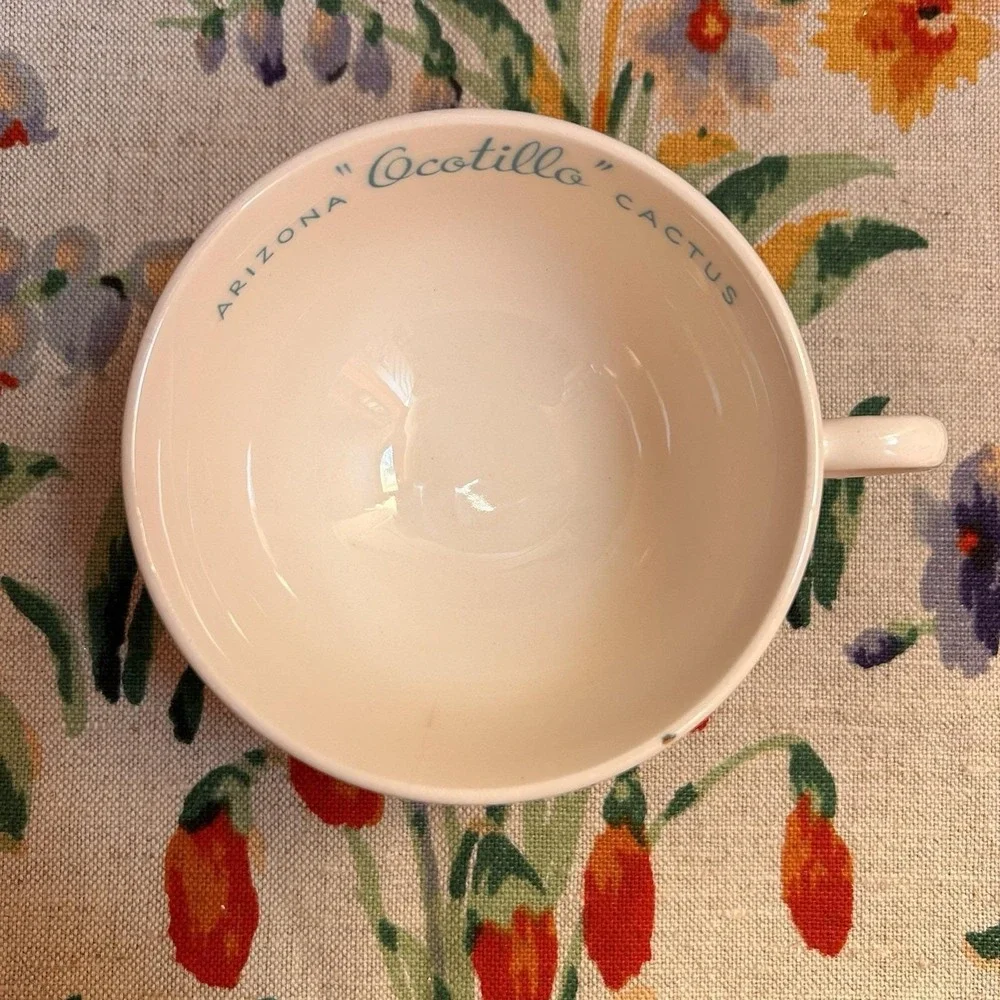 VTG Arizona Cactus Dinnerware Ocotillo Teacup Saucer Mid-Century Southwestern